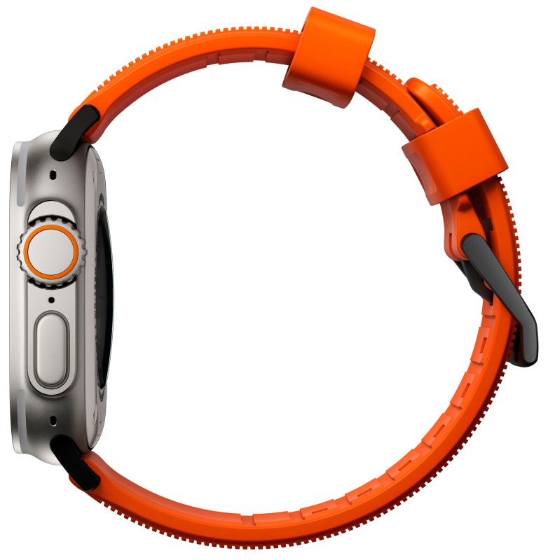 Ремешок Nomad Rugged Band для Apple 42/44/45/49 мм, каучук, черный+оранжевый Фото-3