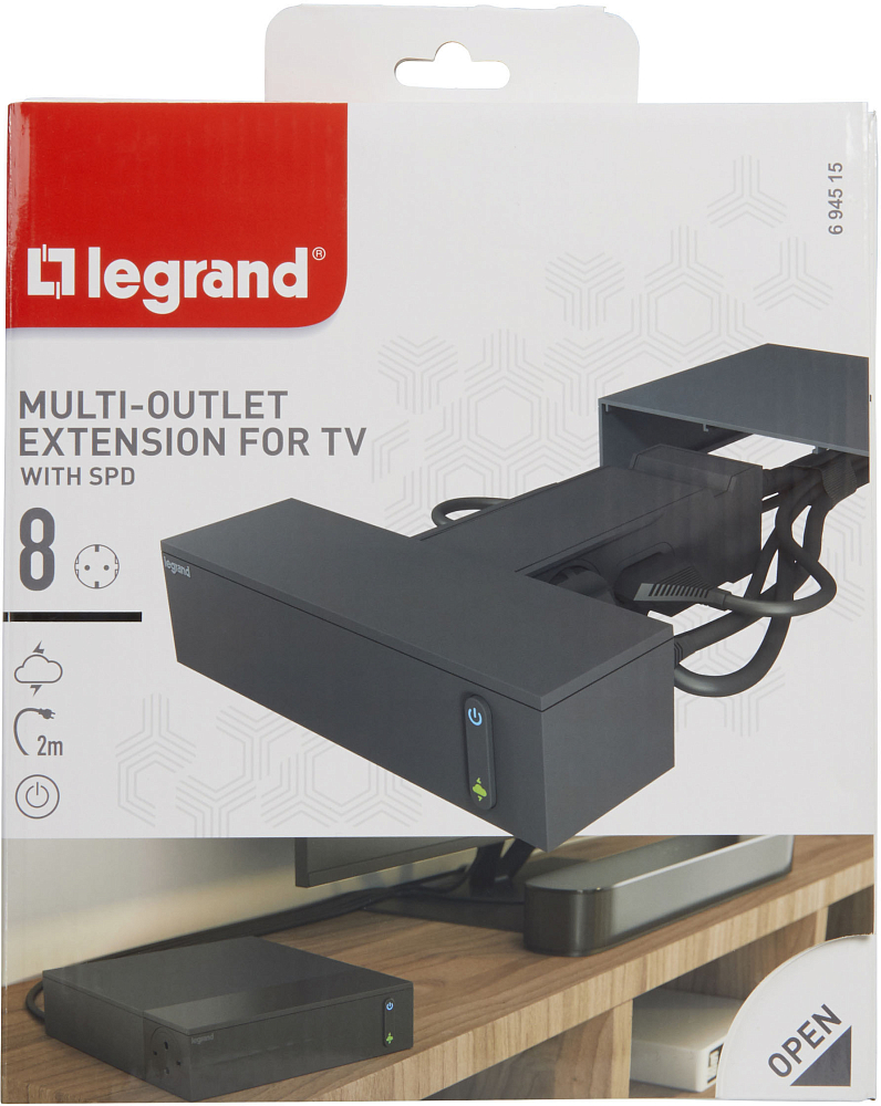 

Legrand Сетевой фильтр для ТВ , 8 розеток, 2м, черный