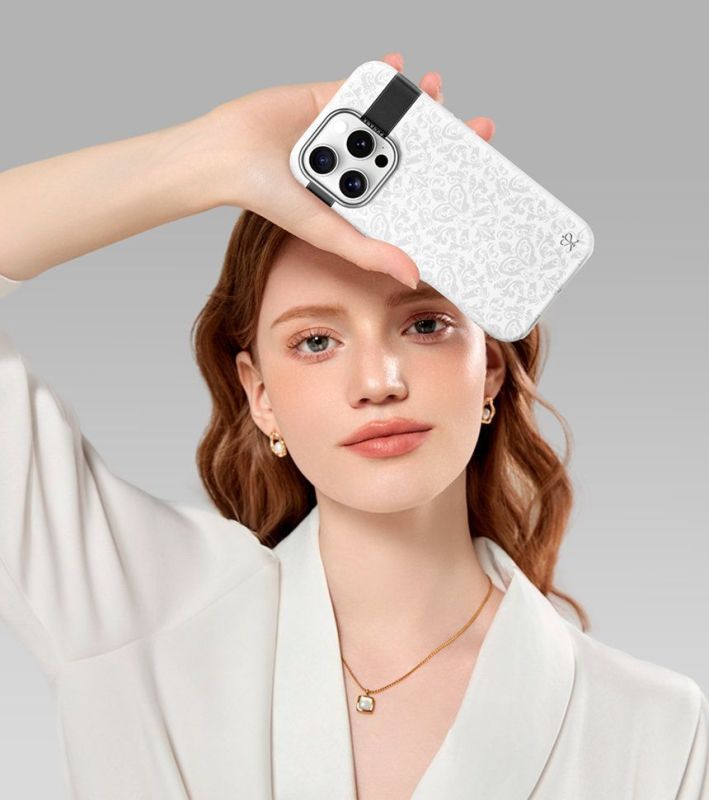 Чехол PYNANA Print Series MagSafe для iPhone 16 Pro Max, белый Фото-4