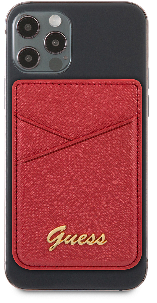 

Чехол-бумажник Guess Wallet Cardslot Magsafe Saffiano Script logo, красный, Чехол-бумажник Wallet Cardslot Magsafe Saffiano Script logo, красный