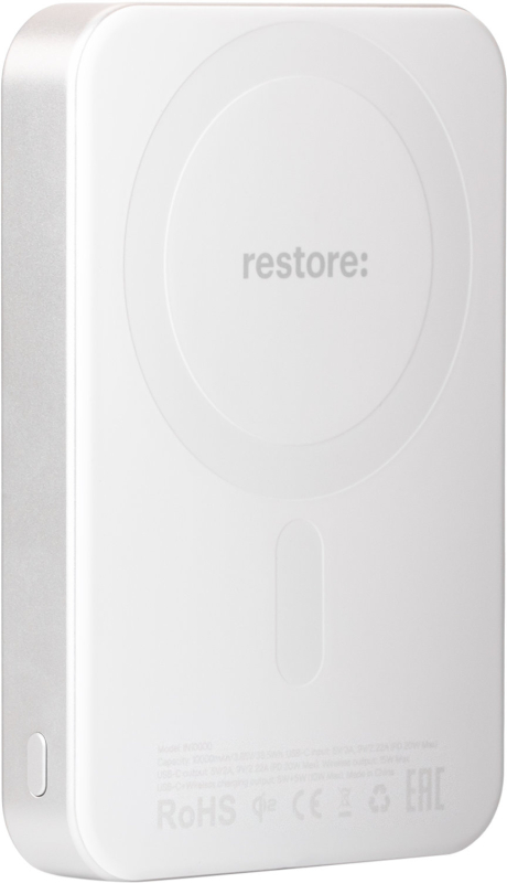 Внешний аккумулятор restore: Magnetic, 10000mAh, белый Фото-2