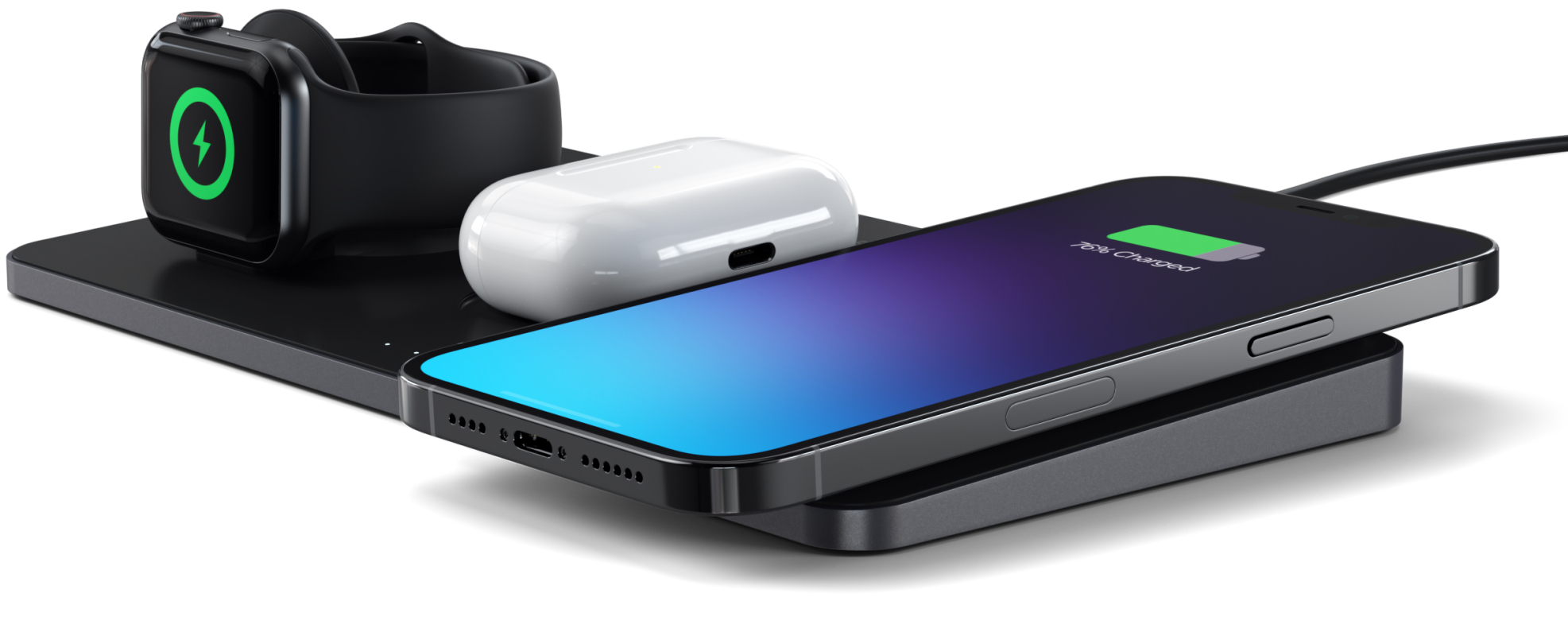 Беспроводное зарядное устройство Satechi Trio Wireless Charging Pad (Apple Watch, AirPods, iPhone), серый космос Фото-6