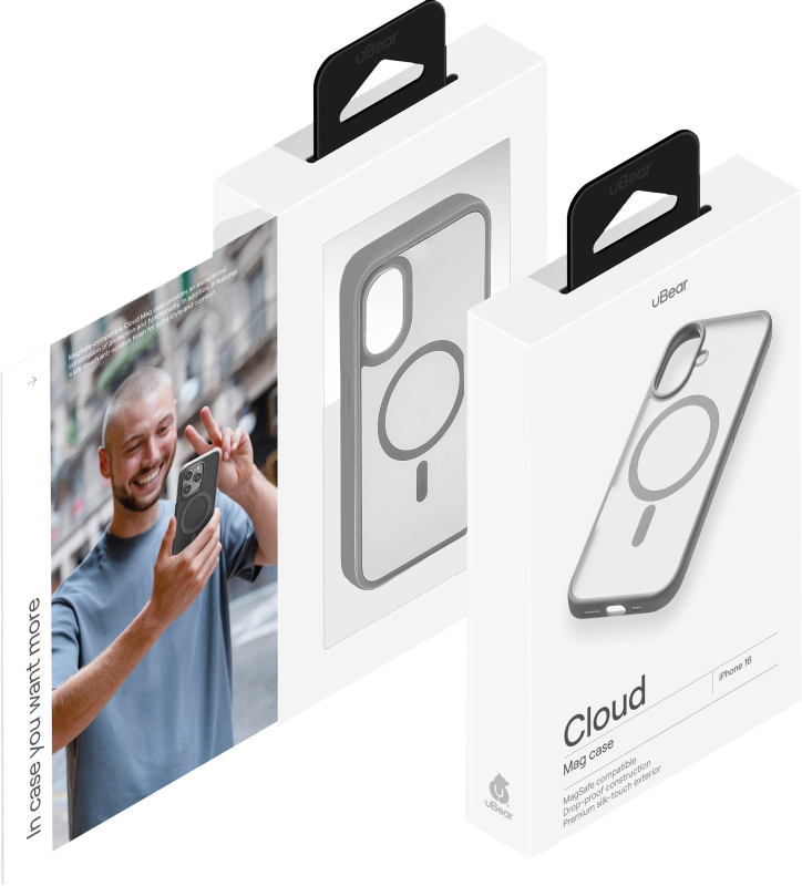 Чехол uBear Cloud Case MagSafe для iPhone 16, silk-touch, серый Фото-6
