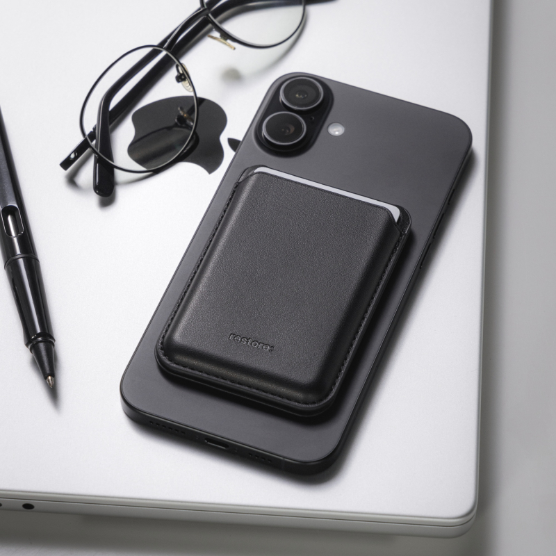 Кардхолдер для смартфона restore: hello, world! Magsafe, экокожа, черный Фото-5