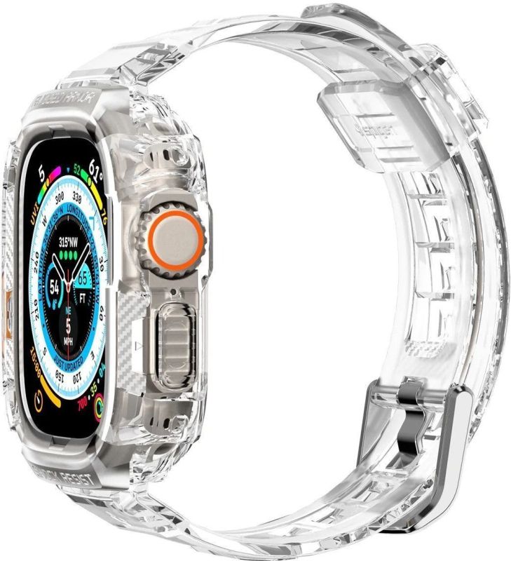 Чехол-ремешок Spigen Rugged Armor Pro Crystal Clear для Apple Watch Ultra 2/1, 49 мм, прозрачный Фото-2