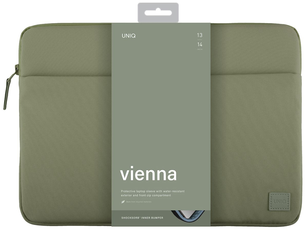 Сумка Uniq Vienna Sleeve для ноутбуков 14", нейлон, зеленый Фото-3