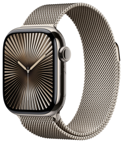 Apple Watch Series 10, 42 мм, корпус из титана цвета «титановый бежевый», «миланская петля» бежевого цвета