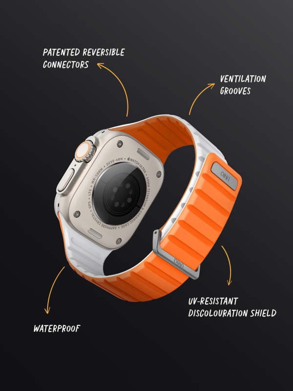 Ремешок Uniq Revix Evo для Apple Watch 38/41 мм, силикон, голубой/белый Фото-7