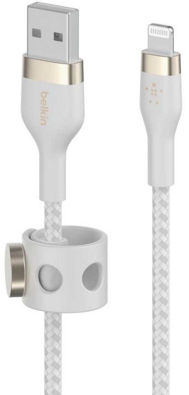 Кабель Belkin USB-A -  Lightning, 1м, нейлон, белый Фото-2