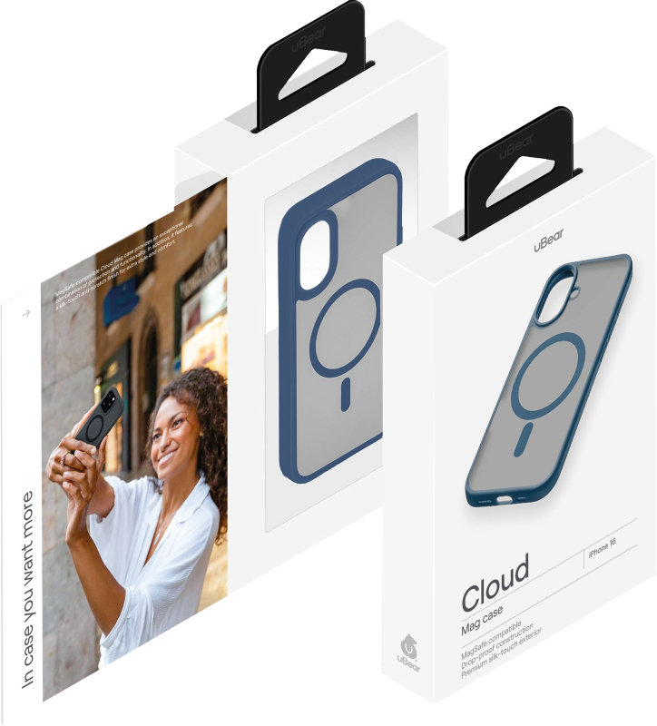 Чехол uBear Cloud Case MagSafe для iPhone 16, silk-touch, темно-синий Фото-6