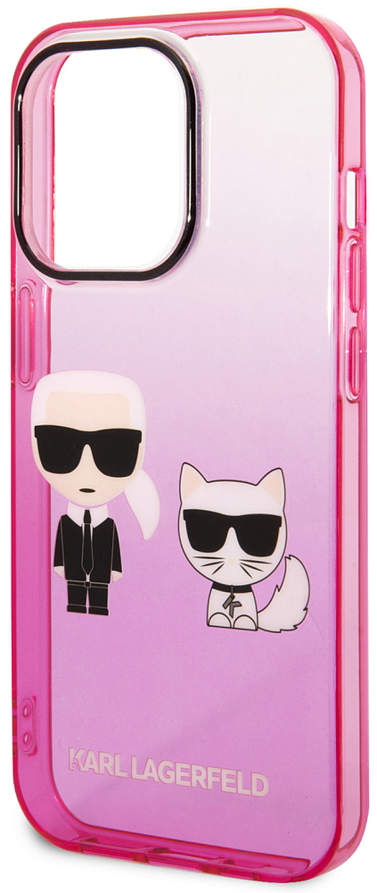 

Karl Lagerfeld Чехол & Choupette для iPhone 14 Pro, розовый градиент