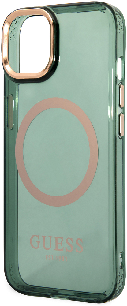 

Guess Чехол Metal outline Magsafe для iPhone 14+, зеленый