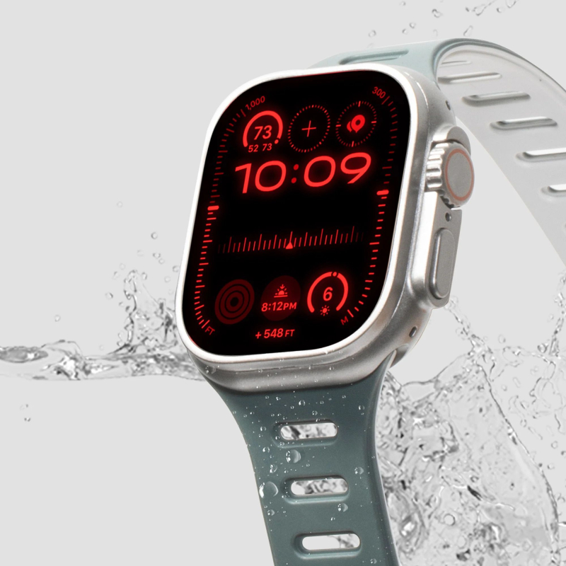 Ремешок Native Union Active Strap для Apple Watch 42/44/45/49 мм, L, силикон, зеленый+серый Фото-9