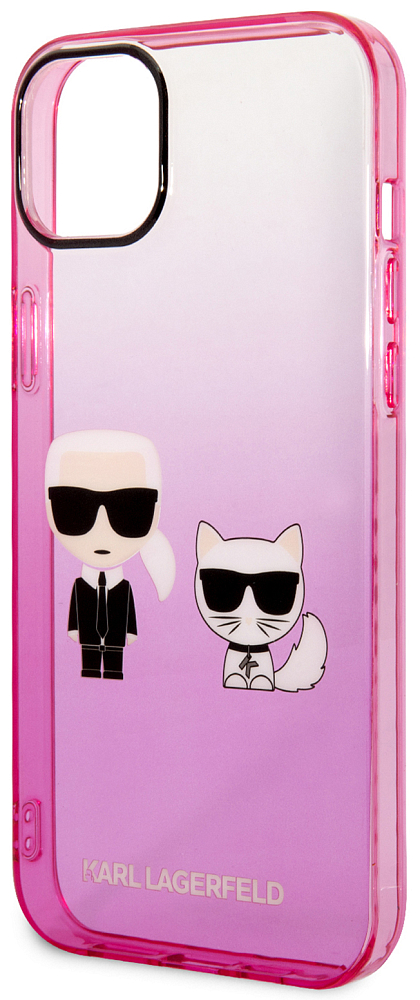 

Karl Lagerfeld Чехол & Choupette для iPhone 14 Plus, розовый градиент