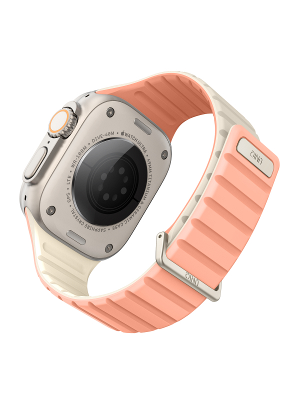 Ремешок Uniq Revix Evo для Apple Watch 38/41 мм, силикон, персиковый/белый Фото-3