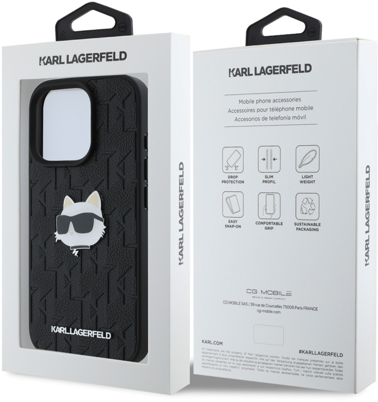 Чехол Karl Lagerfeld Monogram Choupette для iPhone 16 Pro, черный Фото-5