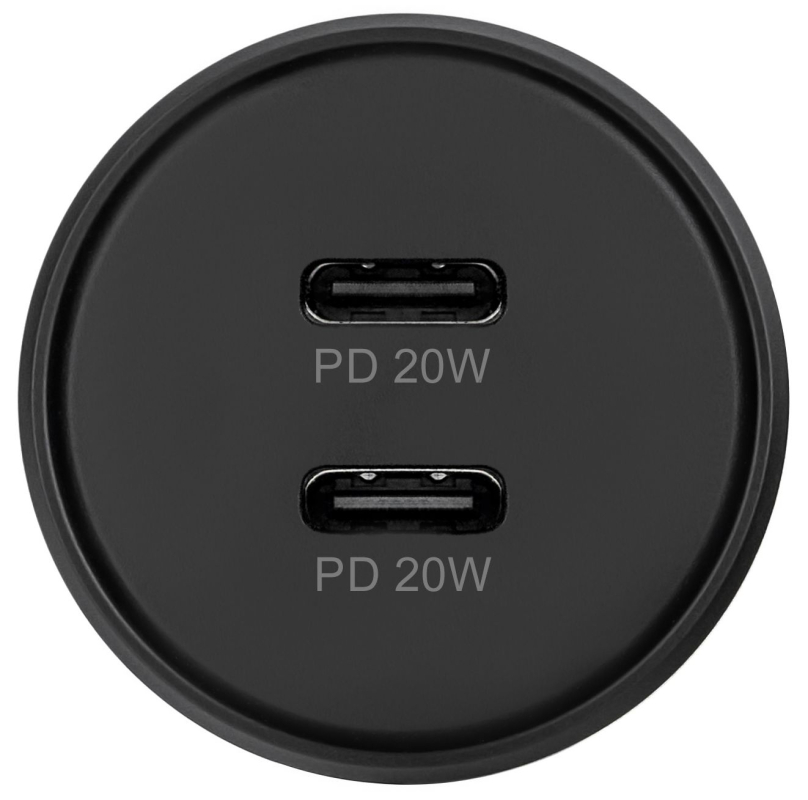 Автомобильное зарядное устройство moonfish 2хUSB-C, PD, 40 Вт, черный Фото-5