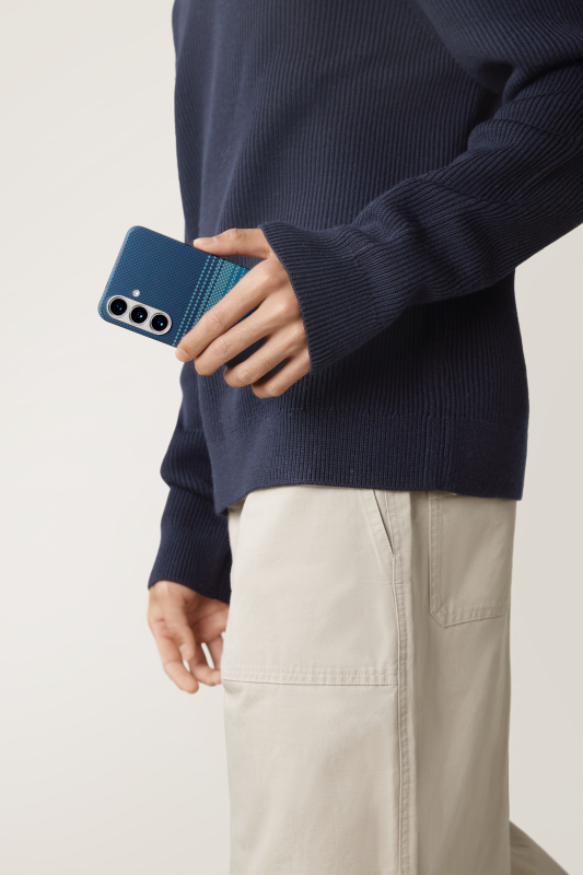 Чехол Pitaka Tactile Woven для Galaxy S25+, кевлар, синий Фото-5