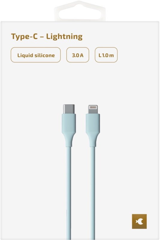 Кабель moonfish USB‑C - Lightning 1 м, силикон, голубой Фото-3