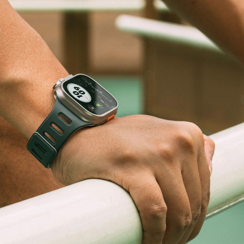 Ремешок Native Union Active Strap для Apple Watch 42/44/45/49 мм, L, силикон, зеленый+серый Фото-10