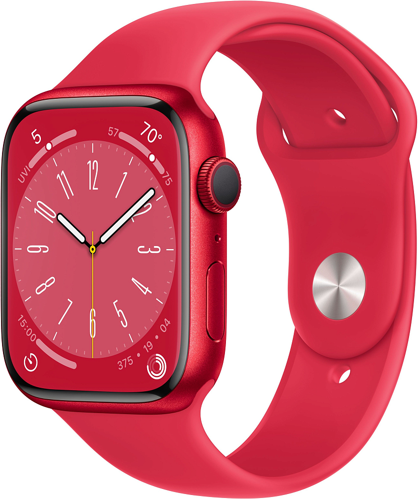 

Apple Watch Series 8, 45 мм, корпус из алюминия цвета (PRODUCT)RED, спортивный ремешок цвета (PRODUCT)RED